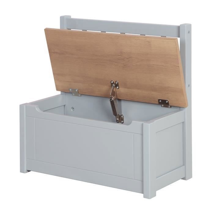 Roba Banc-Coffre à Jouets Rock Star Baby – Siège De Rangement En Bois Blanc/Gris Avec Fermeture Amortie Pour Enfant
