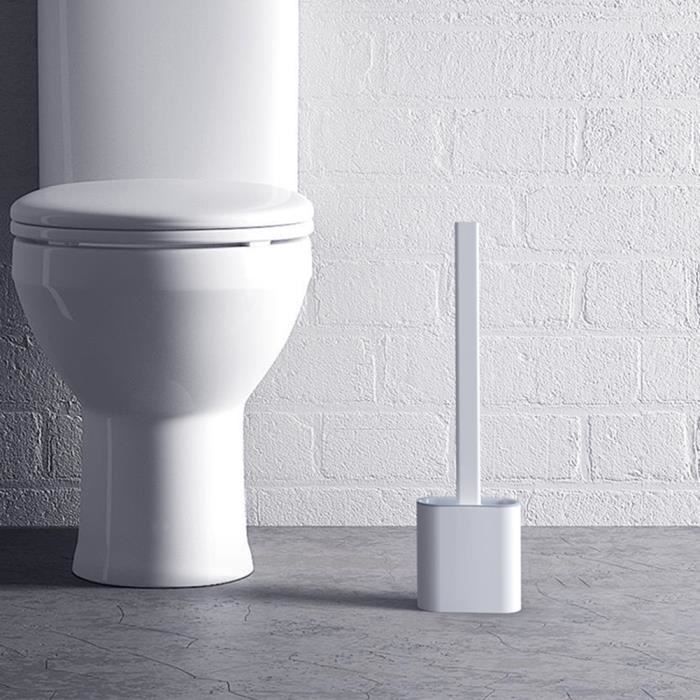 Drenky Brosse WC Suspendu,Brosse Toilette Blanc TPR Souple Et Flexible  Brosse De Toilette avec Poignée Longue Antidérapante Et Base Antigoutte  pour