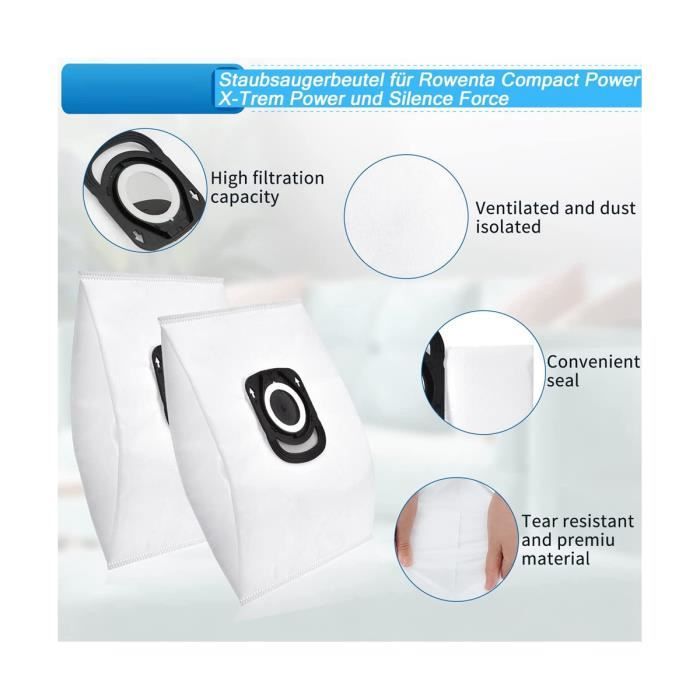 Kit Sac Aspirateur Compatible Pour Rowenta Hygiene Zr200520 Adapté