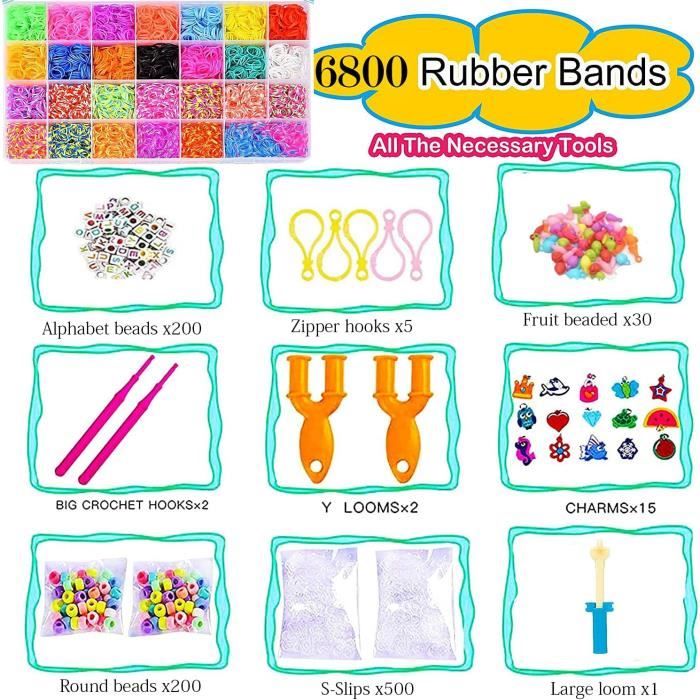 Rainbow Loom Set Complet – Métier à Tisser Bracelets Avec 600 élastiques, Crochet Et 25 Attaches – Idéal Pour Créations DIY
