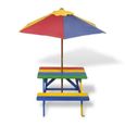 Table de pique-nique pour enfants - Bois-GXU - Avec parasol - Rouge-2