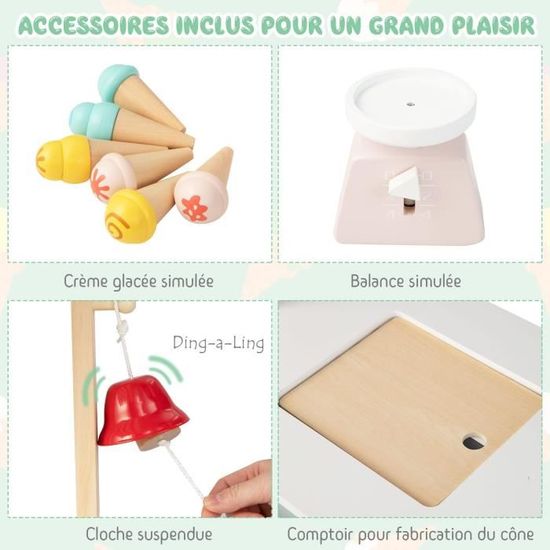 Marché En Bois Pour Enfants Avec Auvent - 25 Accessoires Inclus (fruits, Légumes, Caisse, Balance) - Jouet D'imitation 3 Ans+ Stand Marché Enfant Bois