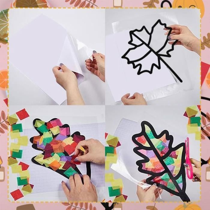 Kit De Création Couronne D'automne Pour Enfants - Gommettes Feuilles, Papier Coloré, Autocollants Transfert, Bricolage Créatif