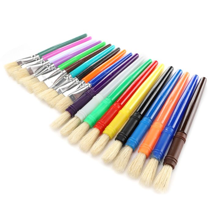 FLEXNOVA Lot de 12 pinceaux de peinture pour enfants - Grand épais - Pour la maternelle - Pour la peinture acrylique lavable FLEXNOVA Lot de 12 pinceaux de peinture pour enfants - Grand épais - Pour la maternelle - Pour la peinture acrylique lavable