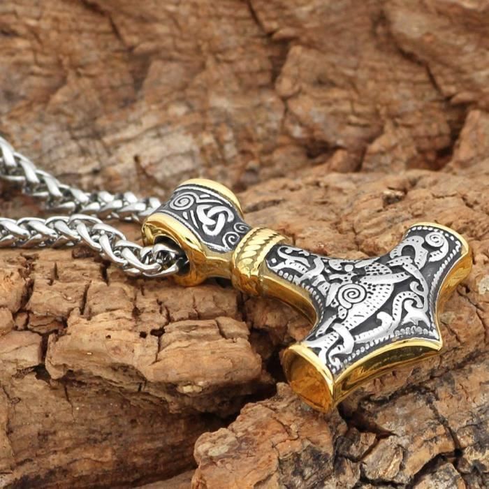 Collier Viking croix Celtique couleur argent en acier inoxydable 316L pour  homme