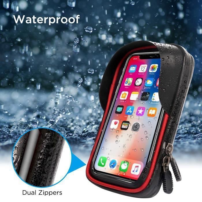 Sacoche Guidon Vélo Étanche ROTTO - Support Téléphone 360° - Jusqu'à 7 Pouces - Compatible Moto/VTT
