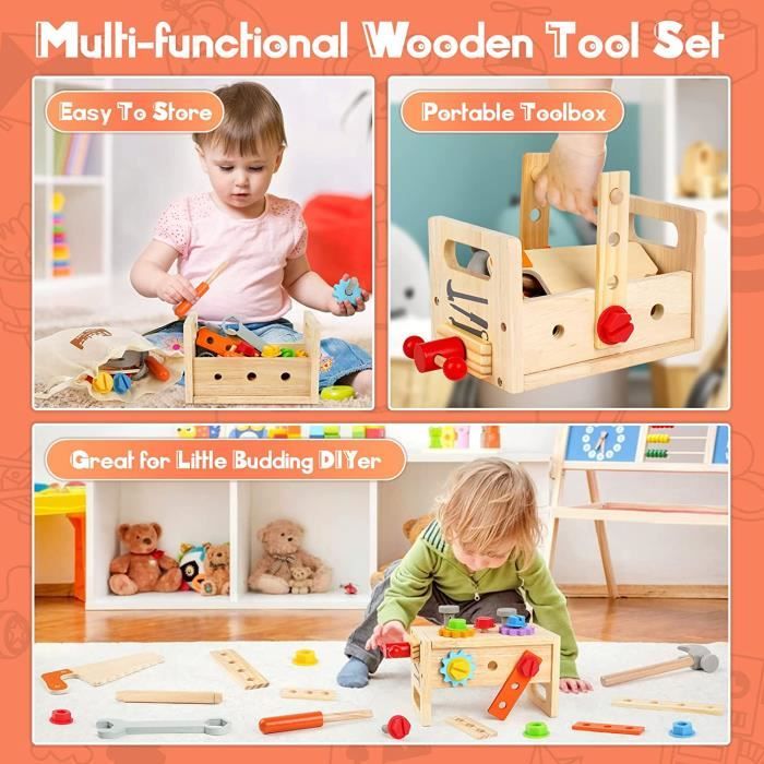 Jouet éducatif 3 ans Montessori boîte à outils bois Jouet éducatif 3 ans Montessori boîte à outils bois