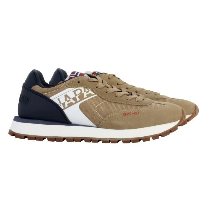 Baskets basses homme Napapijri Beige Lacets Plat Textile