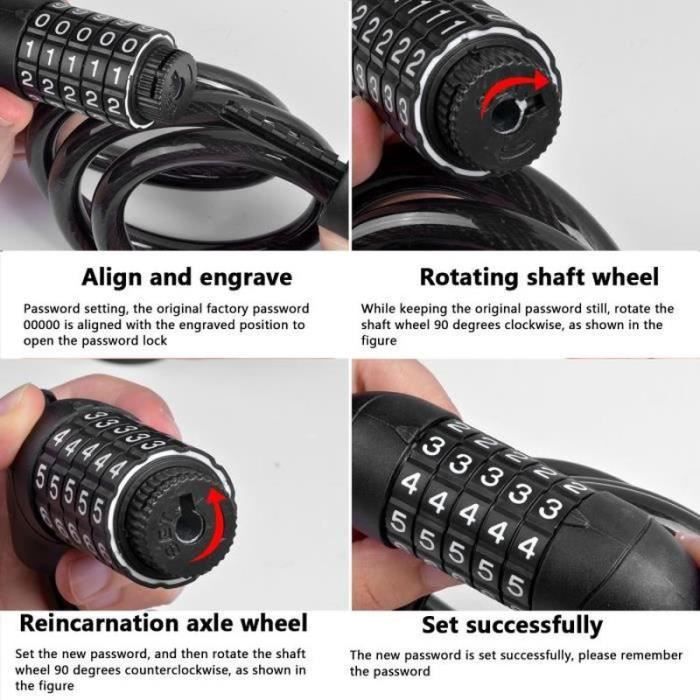 Antivol de vélo antivol de vélo pliable avec support - cadenas à combinaison long 85