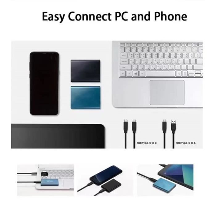Disque Dur Externe SSD 2TO Ultra Slim 2.5 USB 3.1 Type-C Metal Design pour  Mac, PC, Laptops (Noir) : : Computers & Accessories