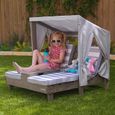 KidKraft - Double chaise longue en bois pour enfant avec auvent - Gris-3