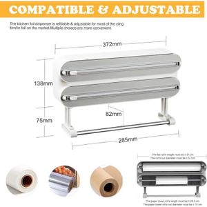 Organisateur Et Coupeur Pour Film Alimentaire, Papier Aluminium, Papier Ciré - En Bois De Bambou, Avec Lame Coulissante Intégrée