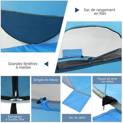 GOPLUS 183 x 183 CM Tente de Plage Pliable, Abri de Plage Portable avec