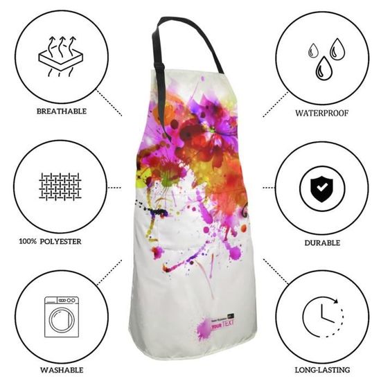 Polyester bleu solide Couleur Uni Unisexe Cuisine Traiteur Tablier de travail avec double poche Taille unique