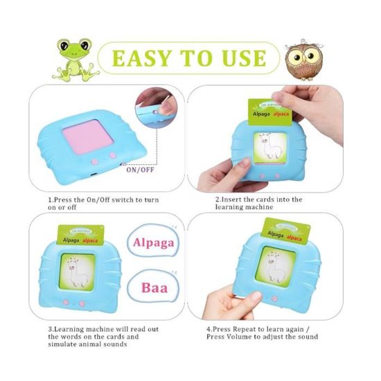 UCAMP Cartes Flash Parlantes Éducatives 224 Mots – Jouet Montessori Audio Pour Enfants 1-6 Ans, Français/Anglais, Sans Écran