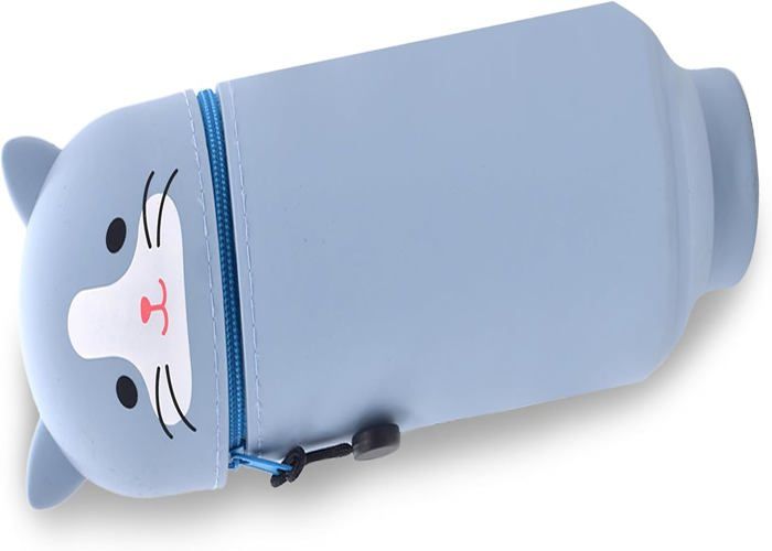 Trousse 2 En 1 Kawaii En Silicone + 4 Stylos Effaçables - Set école Avec Gommes, Règles, étui Portable Et Porte-stylo