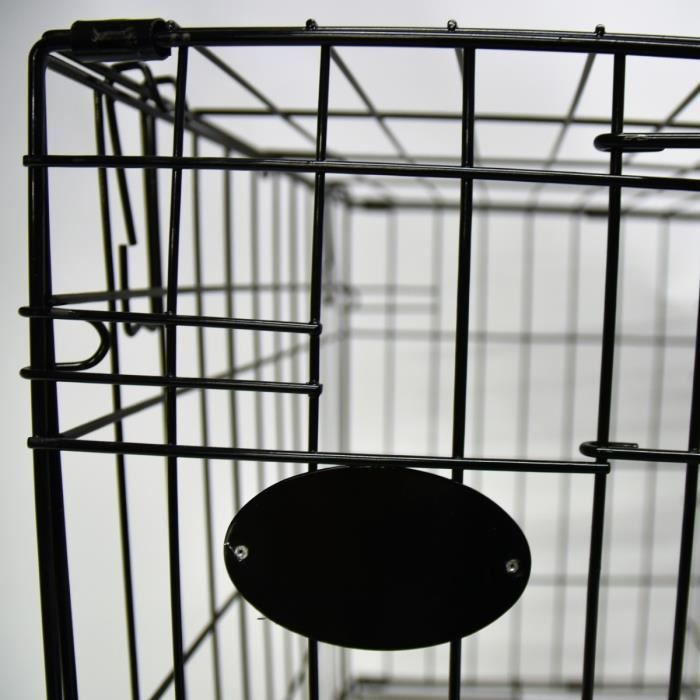 Cage De Transport Pliable Chien En Métal Avec Poignée L 90 X 60 X 67 Cm