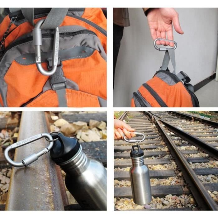 Lot De 10 Mousquetons Noirs En Aluminium - Pour Camping, Randonnée, Sac à Dos, Clés - Légers Et Résistants