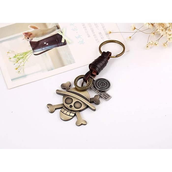 Porte Clé Tête De Mort Vintage Des Alliages Métal Tissés Porte Clef En Cuir Pour Hommes[n1939