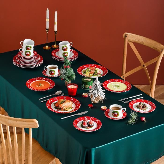 VEWEET-Service de vaisselle à motif de Noël en porcelaine avec tasse, soupe  à dessert, ensemble d'assiettes queChristmas, cadeau, 2022 pièces, 30/60