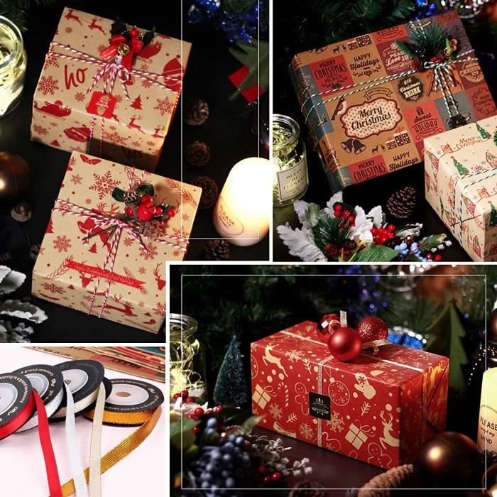 10 Feuilles Papier Cadeaux Noël 51 * 75cm Papier d'emballage 5 Style Avec  Fil de coton Ruban pour Cadeau de Noël Naissance [162] - Cdiscount  Beaux-Arts et Loisirs créatifs