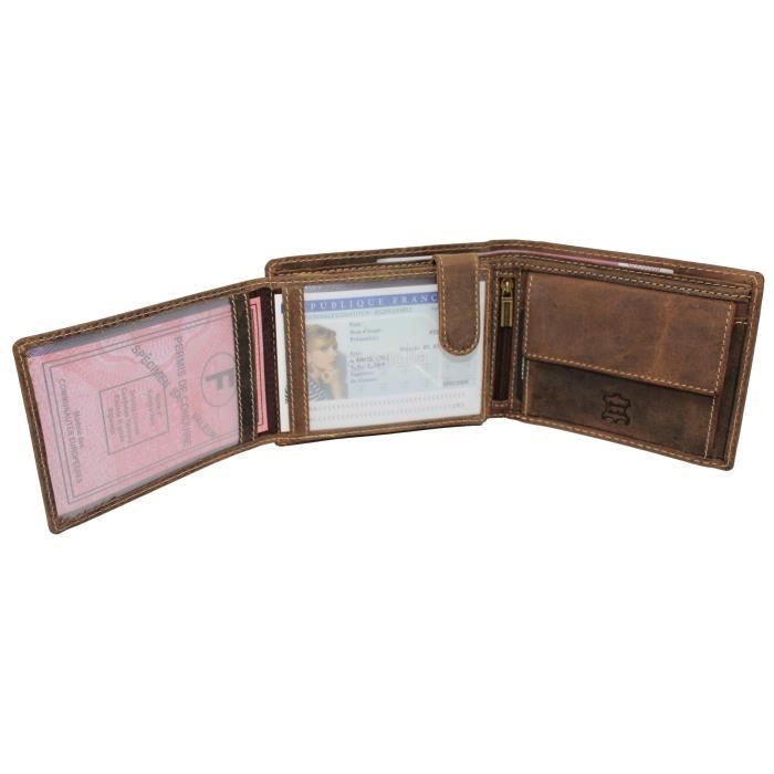 Portefeuille Homme Vintage AG484 - Cuir Marron, Made In England, Aspect Très Voyagé