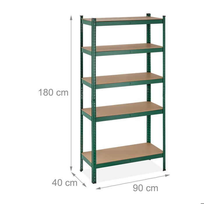 Étagère Garage Relaxdays 875kg - 5 Tablettes Réglables Acier Galvanisé 180x90x40cm