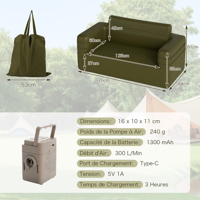 Canapé Gonflable Sports De Plein Air Gonflable Sofa Portable Camping