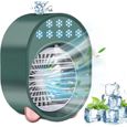Mini Climatiseur Portable 4-en-1 Rafraîchisseur Humidificateur Ventilateur 3 Vitesses LED 7 Couleurs, Vert