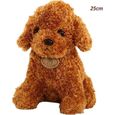 25cm caniche chien en peluche jouet mignon animal en peluche poupée cadeau de noël - marron clair-0