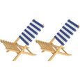 Set de 2 chaises pliantes en bois, chaise de plage, siège de pêche 10-351-2-0