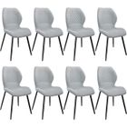 WAFTING Lot de 8 Chaises salle à manger,avec Coussin en éponge de lin, Pieds en métal et revêtement en à Motif Diamant,Gris.