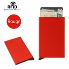 AUREOX Porte-cartes RFID en Métal Rouge – Protection Bancaire Anti-Piratage – Ultra Compact 6 Cartes