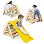 COSTWAY Triangle d'Escalade Enfant pour 1 + An avec Toboggan en Bois et Filet, Résistant aux Intempéries, Charge 60 KG, Multicolore