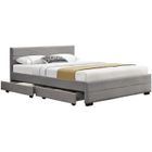 Lit tiroir - DFM - Ivar lin gris 140x190 cm - Contemporain - Design - Avec tiroirs