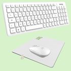 NEWWAY – Pack RF01 Clavier Souris Sans Fil WiFi 2.4 GHz Compacte avec Tapis - AZERTY - Blanc