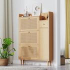 Meuble à Chaussures 90×125×17cm - OKWISH - 3 Portes Basculantes, 1 Tiroir - Couleur Naturelle