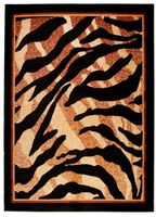 TAPISO Tapis Salon Poils Courts ATLAS Noir Marron Crème Tigre Polypropylène Intérieur 160x230 cm