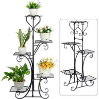 Support Plantes Métal 3 Étages HLC - 61x26x64 Cm - Capacité 15 Kg - Design Papillons - Intérieur/Extérieur