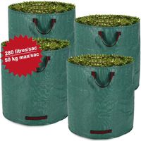 DEUBA | Lot de 4 sacs de jardin - 280 litres, charge max. 50kg | Poignées ergonomiques
