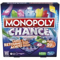 Monopoly Chance, jeu de plateau Monopoly rapide pour la famille, pour 2 à 4 joueurs, environ 20 min.
