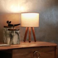 Lampe de bureau Preston E27 hauteur 33 cm bois naturel - sable [lux.pro]