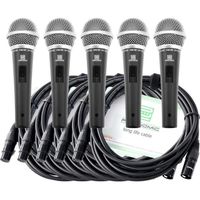 Pronomic Microphone Vocal DM-58  avec Interrupteur Starter Set de 5  avec 5x 5m câble XLR
