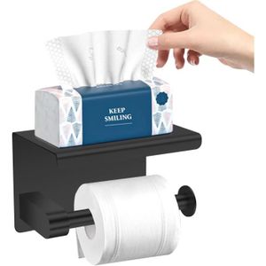 SERVITEUR WC Porte Papier Toilette, Support Papier Rouleau Sans Percage Derouleur Papier Wc,Distributeur Papier Avec Tablette, Acier Inox