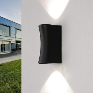 APPLIQUE EXTÉRIEURE Applique d'extérieur polyvalente Aalborg Up & Down en noir au design incurvé dans un style moderne IP44 2xGU10 étanche,.[Y1143]