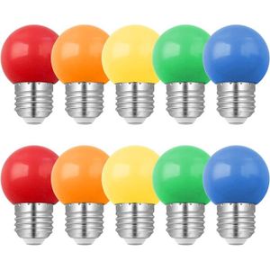 AMPOULE - LED Lot de 10 Ampoule Couleur LED E27 1W, Équivalent Incandescence 10W, 1W G45 Ampoule Écoénergétique Colorée, Ampoule Mini Globe, A123