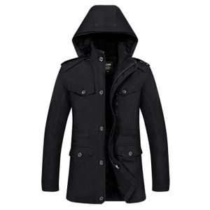 MANTEAU - CABAN manteau matelasse homme  longue a capuche de plus de velours D'automne Vêtement Masculin