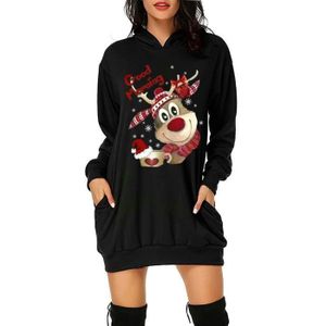 Robe Pull De Noël Femme - Motifs Rennes Et Flocons - Tissu Chaud Tricoté - Taille S à XXL - Pour Fêtes D'hiver