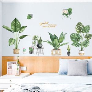 OBJET DÉCORATION MURALE gift-Grande plante verte décoration murale autocol
