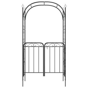 PORTAIL - PORTILLON RUIDA Arche de jardin avec portail noir 108x45x235 cm acier tout neuf